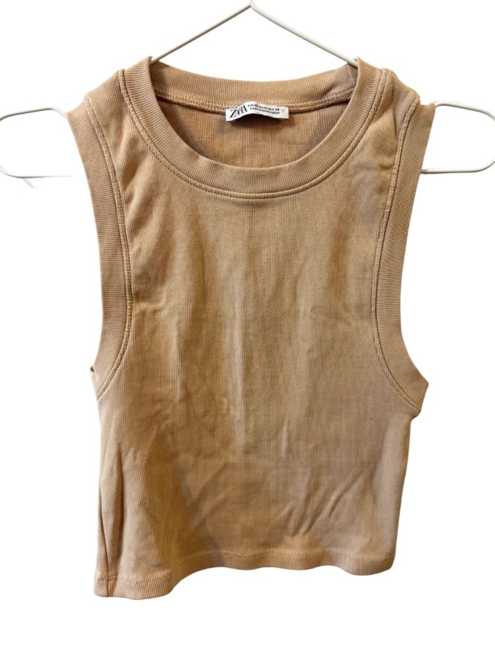Zara Ribbed Tank - Nude/ Beige